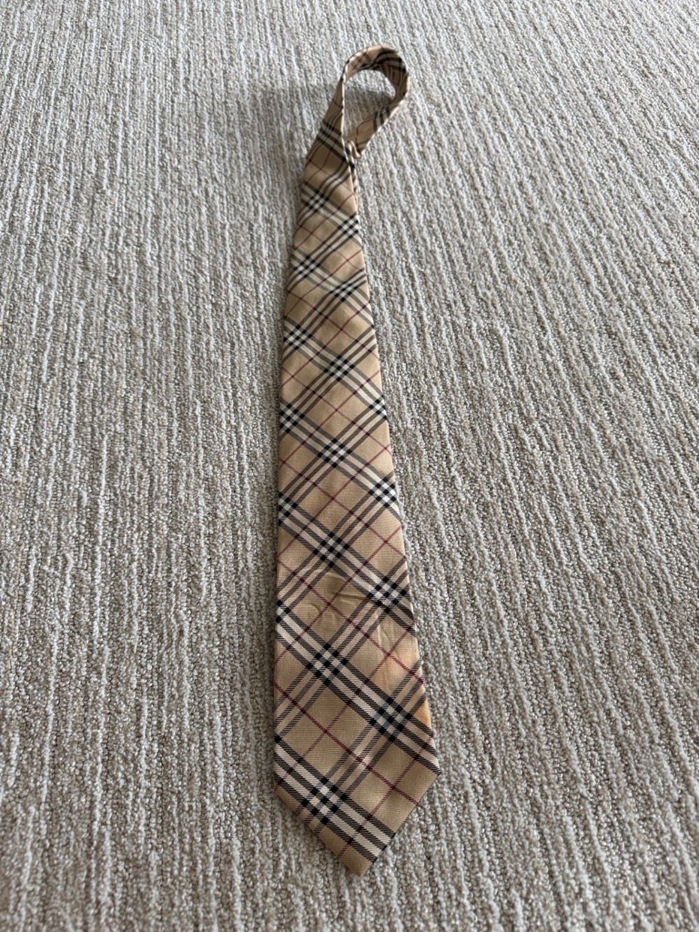 Burberry Plaid Silk Tie with Black and Red Accents